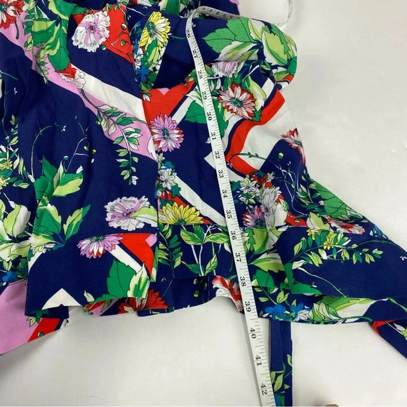 Maeve Anthropologie Womens 6P Blue Floral Midi Length Sleeveless Belted Dress - Picture 4 of 8